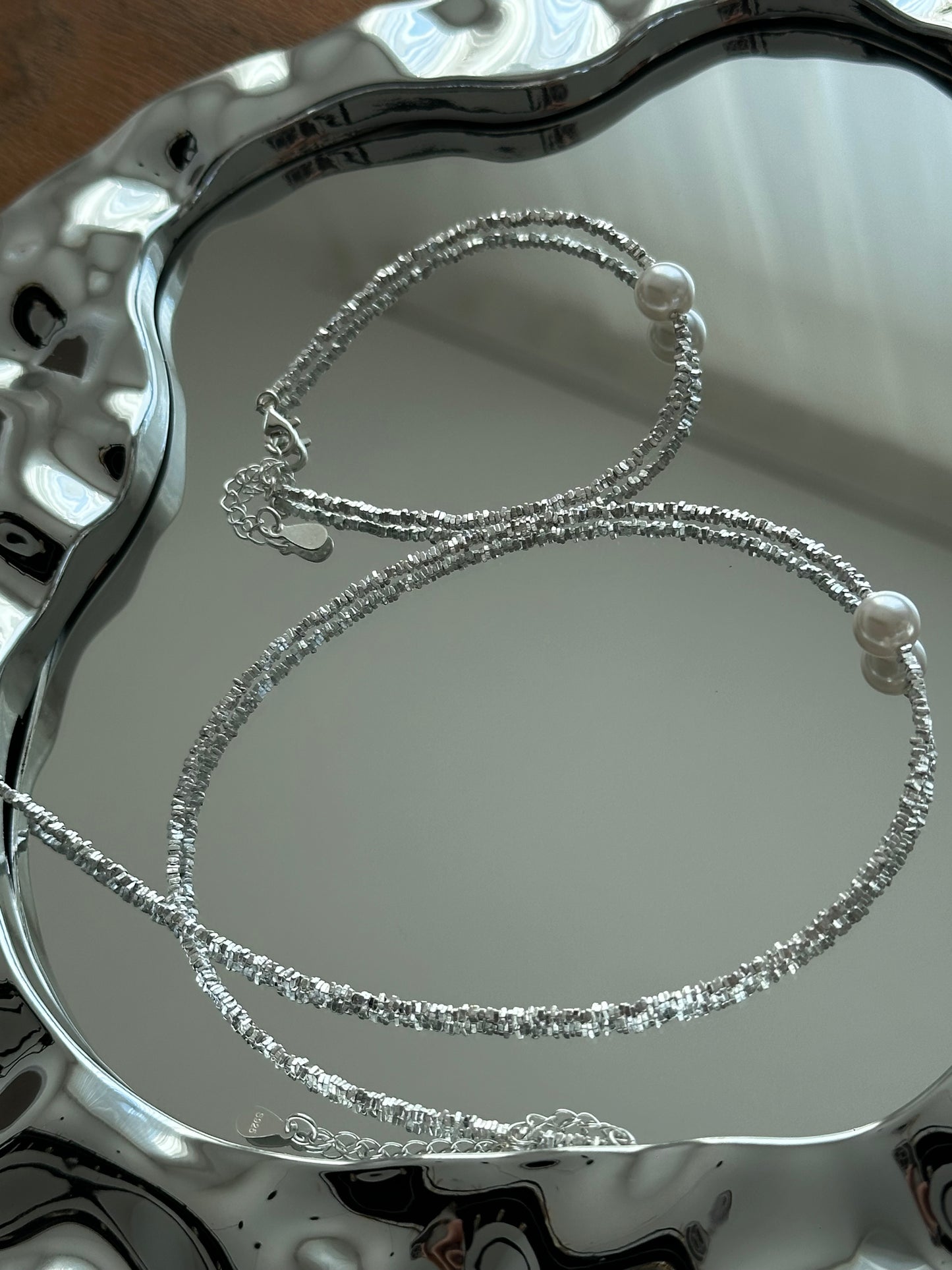 Feine 925er Silberkette mit Mini-Beads und einer eleganten Süßwasserperle – minimalistisches Design für den Alltag oder besondere Anlässe