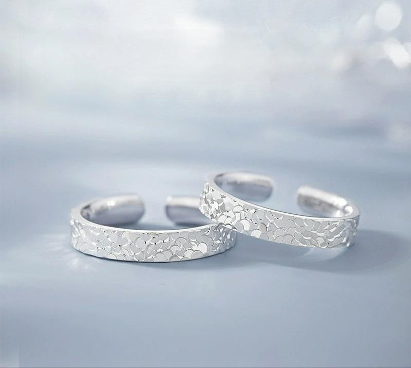 S999 Feinsilber-Ring im offenen Design mit funkelnder Eiskristall-Struktur – eleganter Unisex-Schmuck für jeden Anlass
