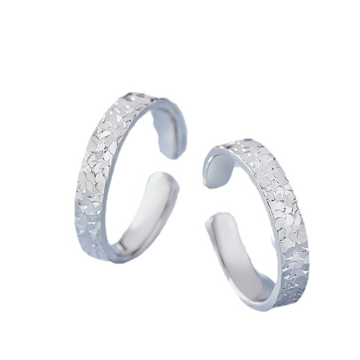 S999 Feinsilber-Ring im offenen Design mit funkelnder Eiskristall-Struktur – eleganter Unisex-Schmuck für jeden Anlass