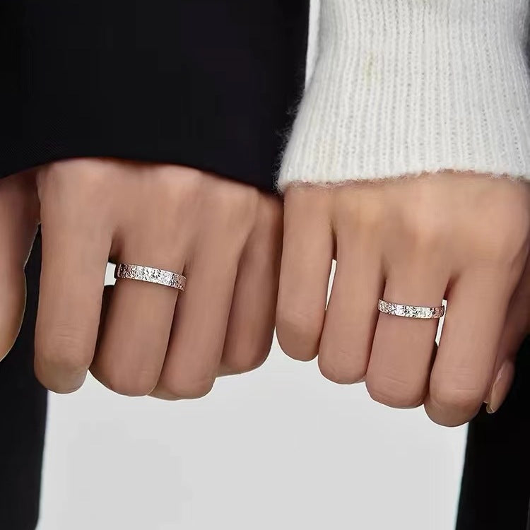 S999 Feinsilber-Ring im offenen Design mit funkelnder Eiskristall-Struktur – eleganter Unisex-Schmuck für jeden Anlass