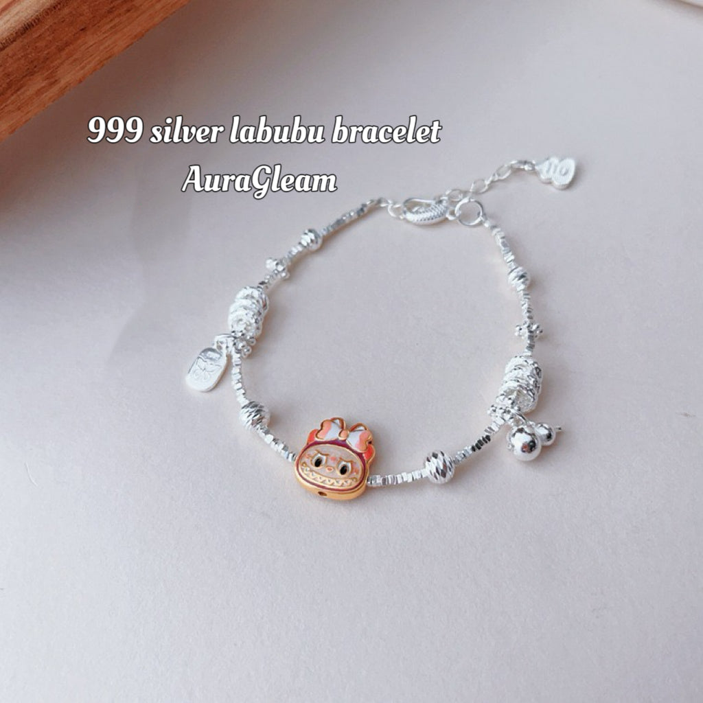 “Labubu Zauber” – S999 fine silver bracelet with POP MART pendant (adjustable)