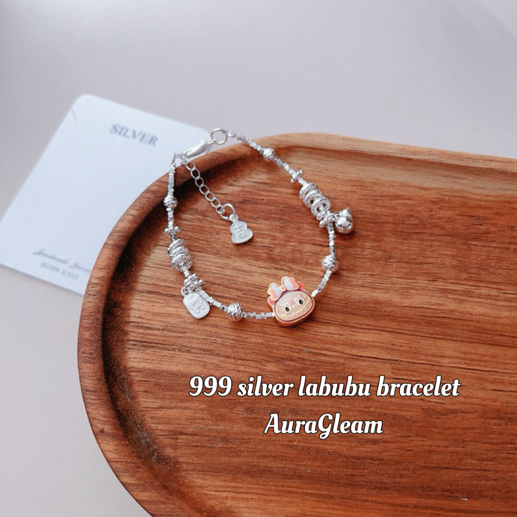 “Labubu Zauber” – S999 fine silver bracelet with POP MART pendant (adjustable)