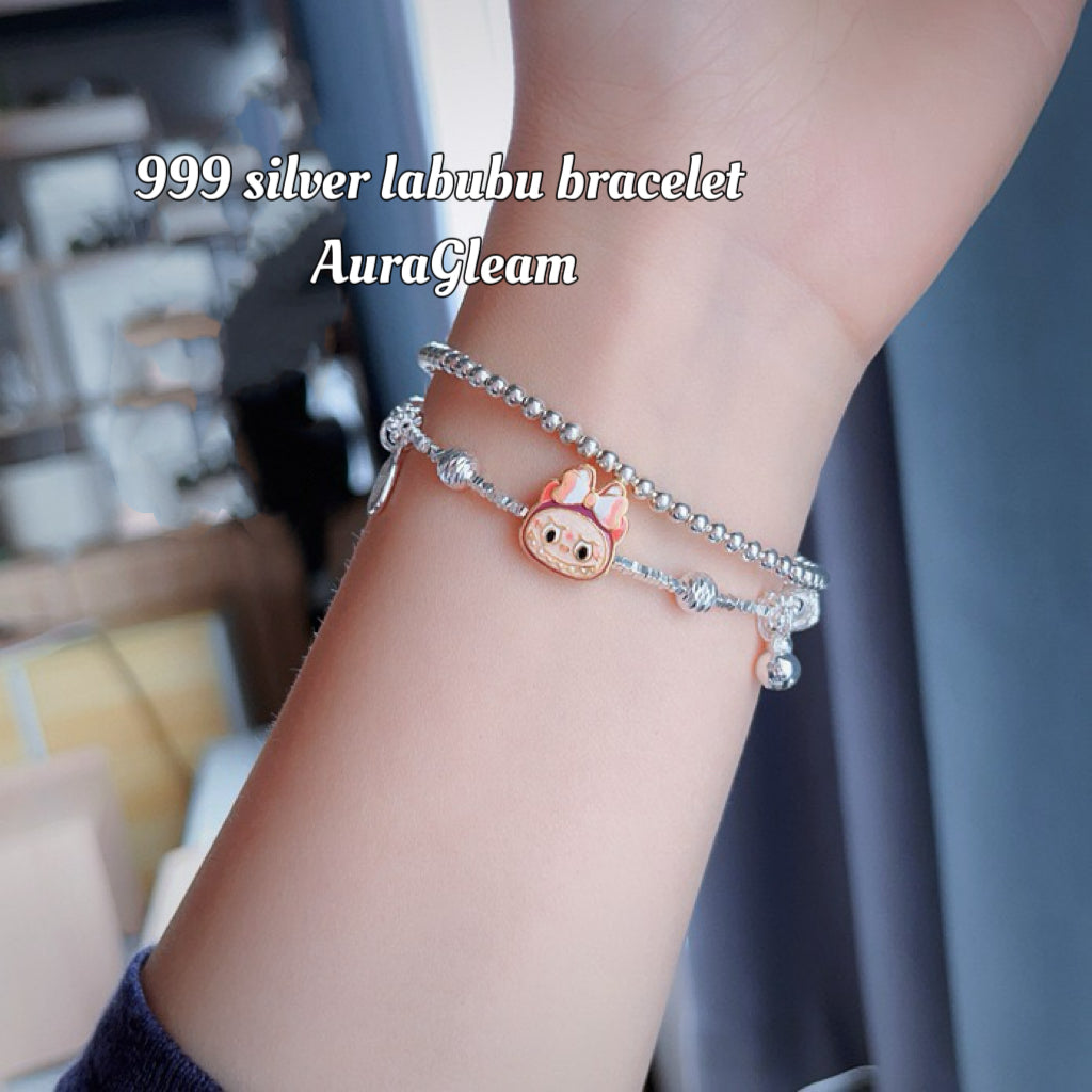 “Labubu Zauber” – S999 fine silver bracelet with POP MART pendant (adjustable)