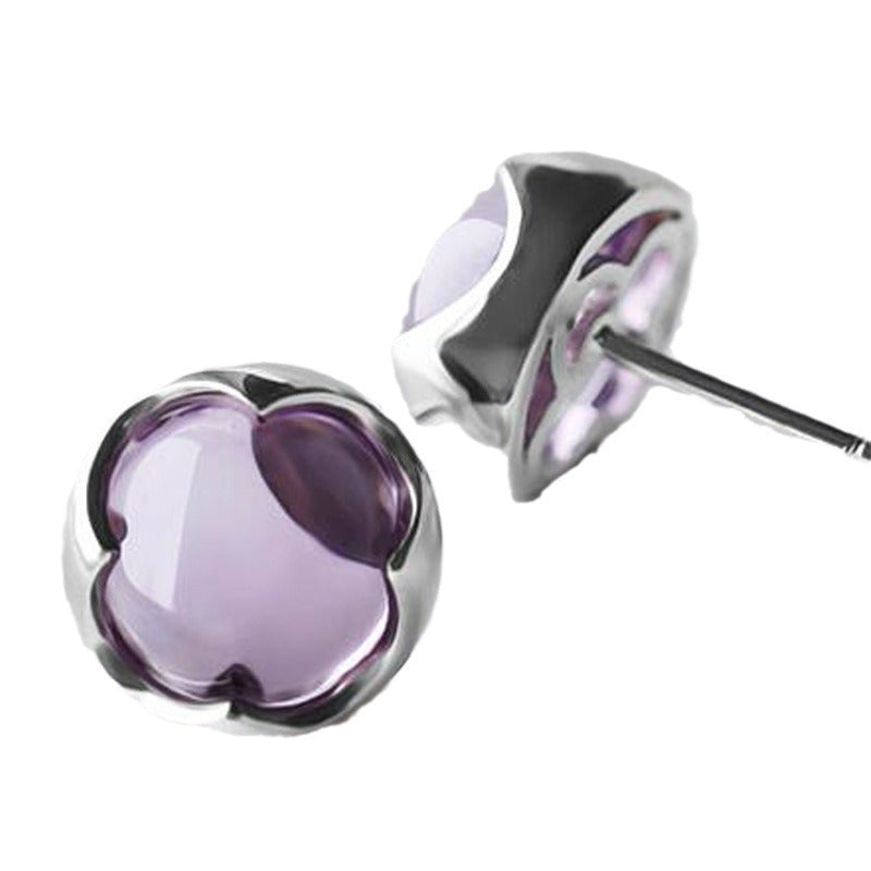 Runde Ohrstecker aus 925er Silber mit facettiertem natürlichen Amethyst in zarter Lila-Farbe – eleganter Schmuck mit Edelsteincharme