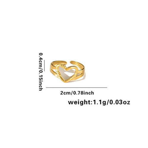 Vergoldeter Edelstahlring mit offenem Herzdesign
