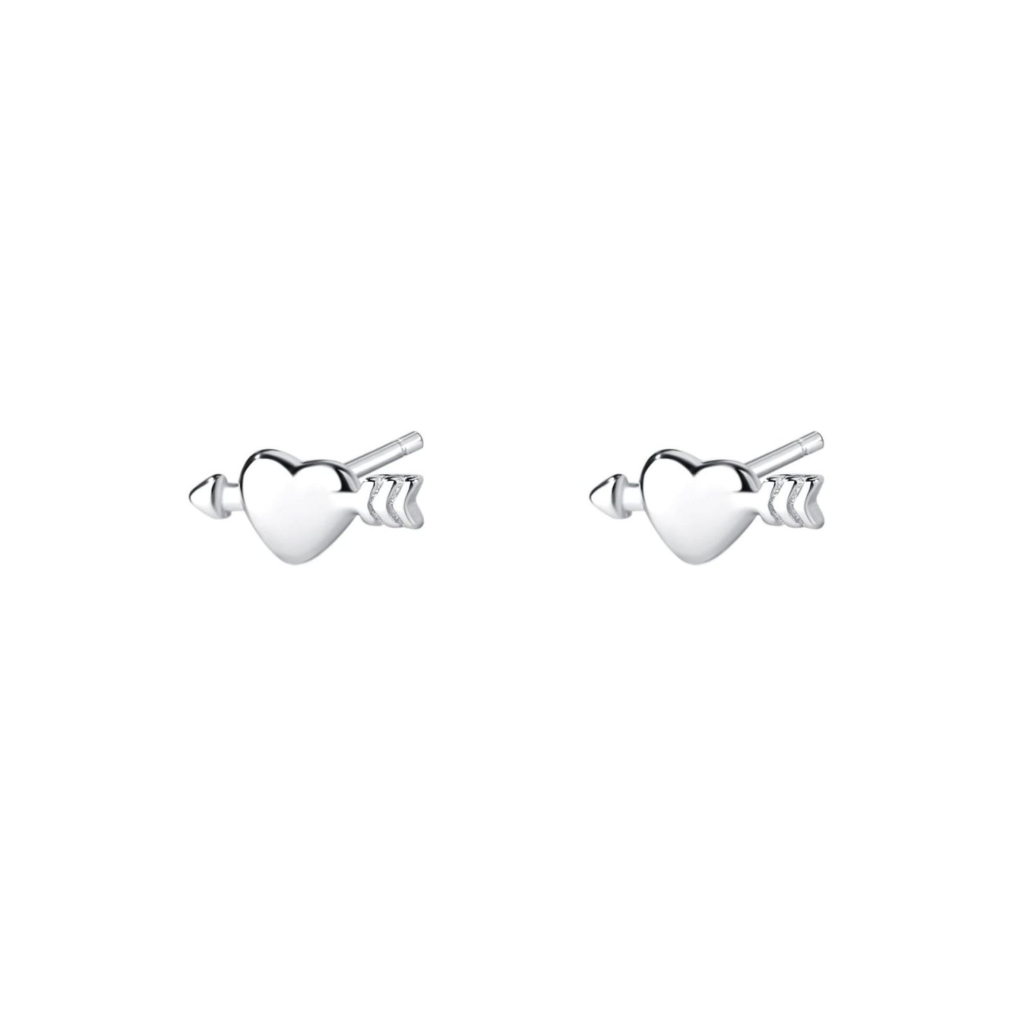Love Arrow – S925 Silber Ohrstecker im Herz - mit - Pfeil Design (romantisch & minimalistisch) - AuraGleam