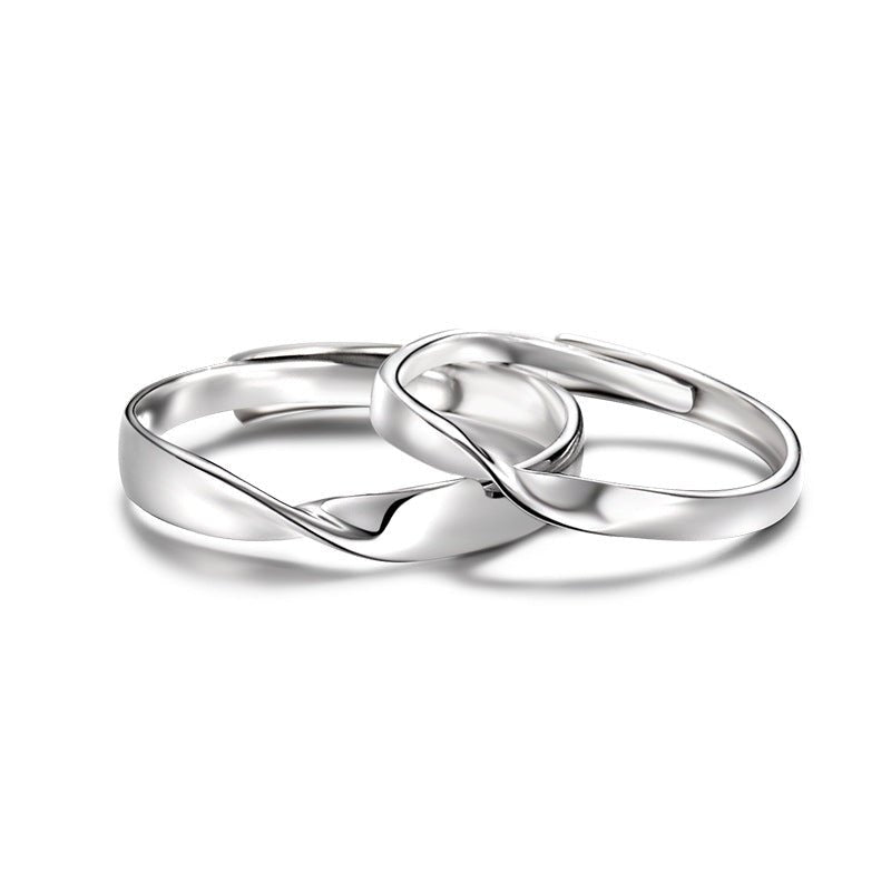 Möbius Liebe – S999 Feinsilber - Partnerring mit symbolischer Drehung (verstellbar) - AuraGleam