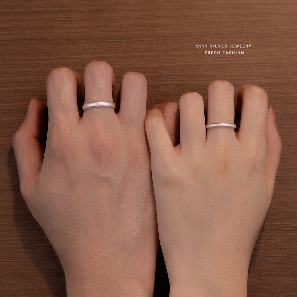 Pure Harmony – S999 Feinsilber - Partnerringe mit matter Oberfläche (verstellbar) - AuraGleam