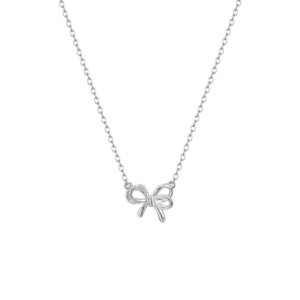 Sweet Bow – S925 Silber Halskette mit zarter Schleife (verstellbar) - AuraGleam