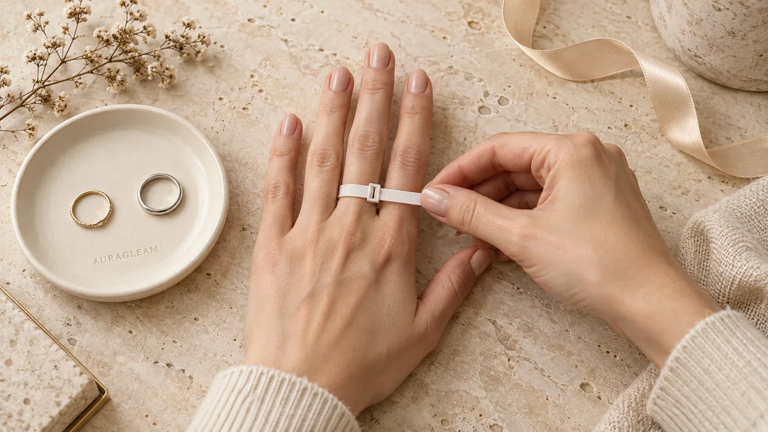 Ringgröße mit einem Ringmaß am Finger bestimmen