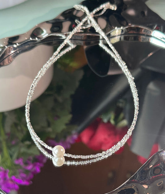 Feine 925er Silberkette mit Mini-Beads und einer eleganten Süßwasserperle – minimalistisches Design für den Alltag oder besondere Anlässe