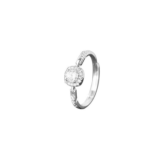 Eleganter 990 Feinsilberring mit funkelndem Zirkonia und modernem Kettendesign – stilvoller Eyecatcher für jeden Anlass