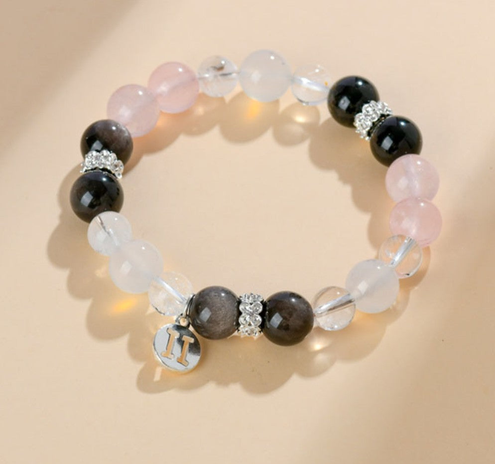 Edles Heilstein-Armband mit Tigerauge, Citrin und Bergkristall – mit handgefertigtem Sternzeichen-Anhänger aus 925er Silber, spiritueller Schmuck für Energie & Harmonie
