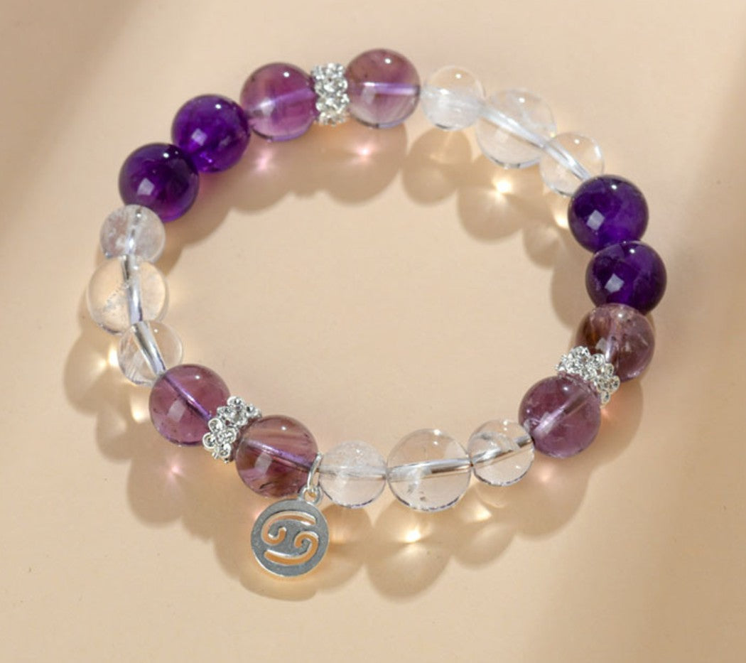 Edles Heilstein-Armband mit Tigerauge, Citrin und Bergkristall – mit handgefertigtem Sternzeichen-Anhänger aus 925er Silber, spiritueller Schmuck für Energie & Harmonie