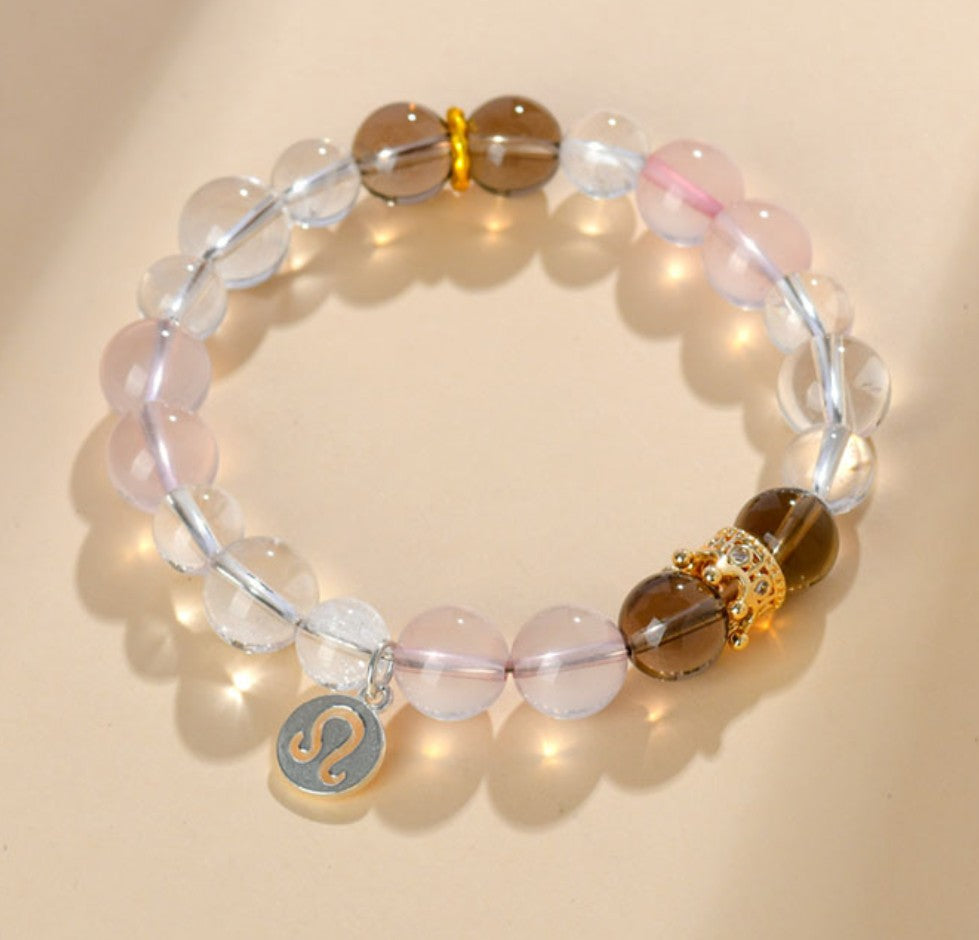 Edles Heilstein-Armband mit Tigerauge, Citrin und Bergkristall – mit handgefertigtem Sternzeichen-Anhänger aus 925er Silber, spiritueller Schmuck für Energie & Harmonie