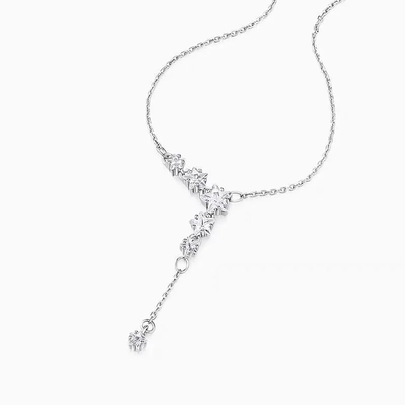 Zarte 925 Sterling Silber Halskette "Alina" mit funkelnden Zirkonia-Steinen im Sternen-Design