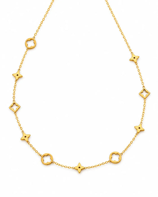 Alina goldene Kleeblatt Stern Halskette aus wasserfestem Edelstahl
