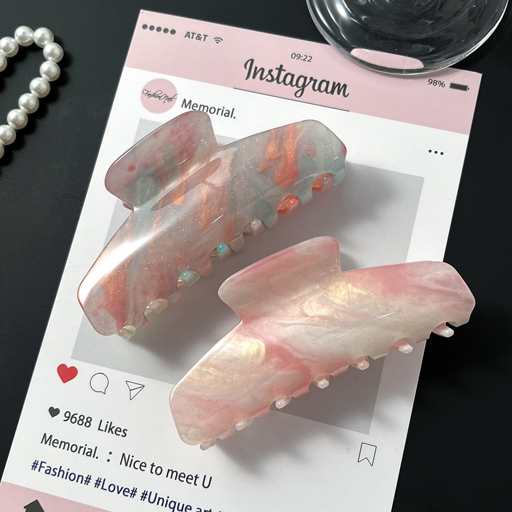 Große Haarspange (10,7 cm) aus schimmerndem Acetat mit Marmor-Effekt – in verschiedenen Farben