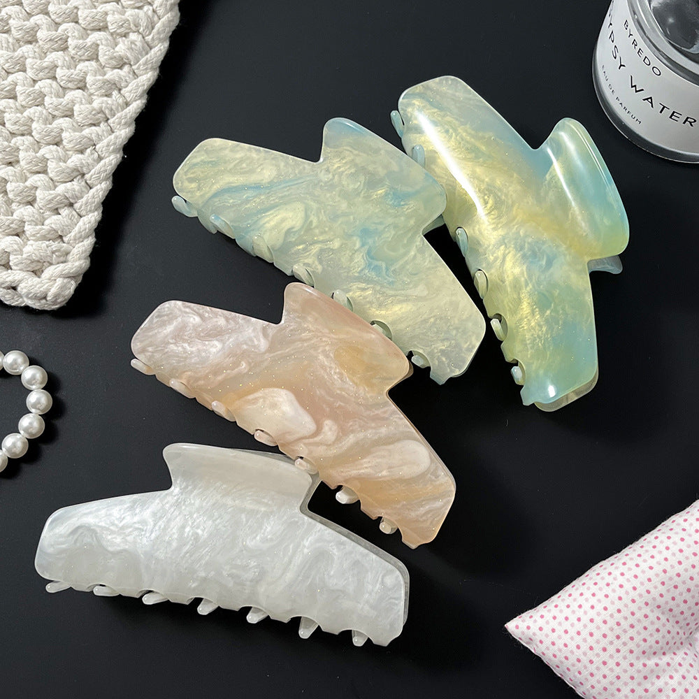 Große Haarspange (10,7 cm) aus schimmerndem Acetat mit Marmor-Effekt – in verschiedenen Farben