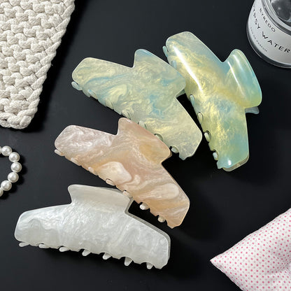 Große Haarspange (10,7 cm) aus schimmerndem Acetat mit Marmor-Effekt – in verschiedenen Farben