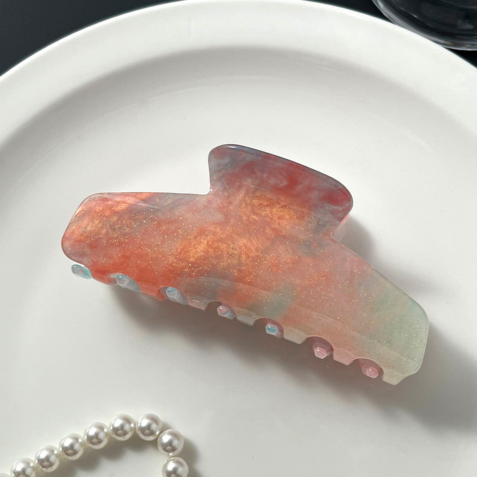 Große Haarspange (10,7 cm) aus schimmerndem Acetat mit Marmor-Effekt – in verschiedenen Farben