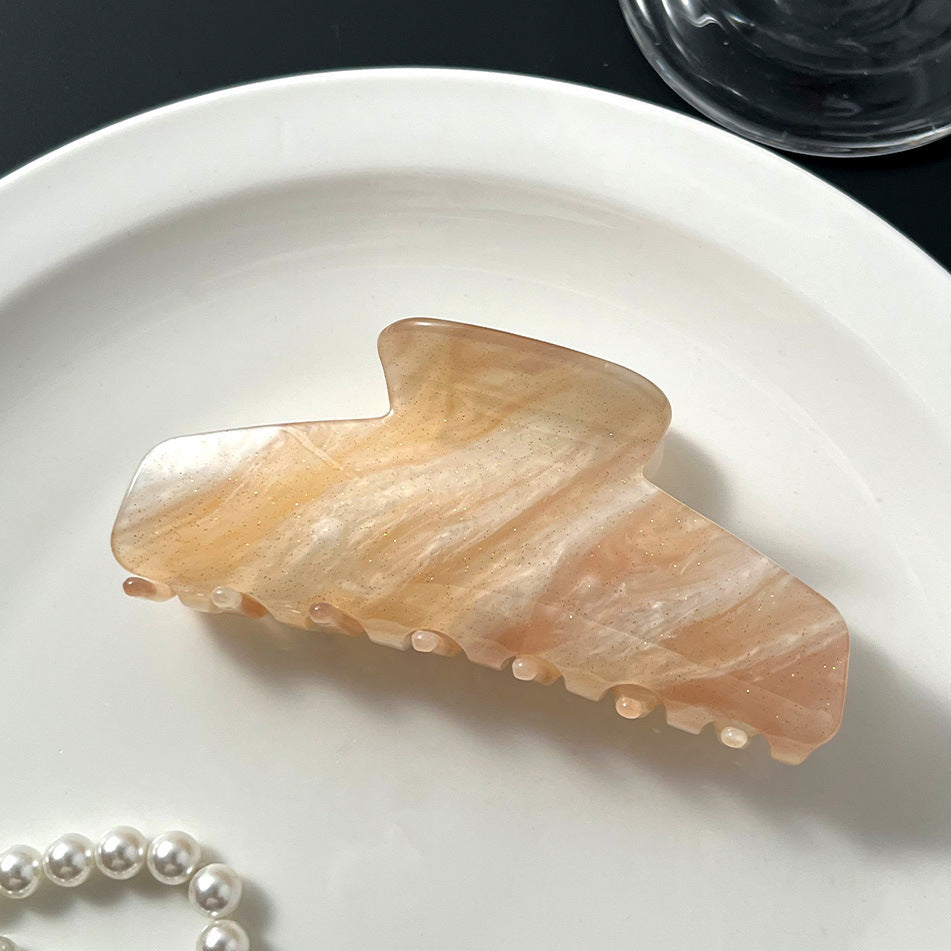 Große Haarspange (10,7 cm) aus schimmerndem Acetat mit Marmor-Effekt – in verschiedenen Farben