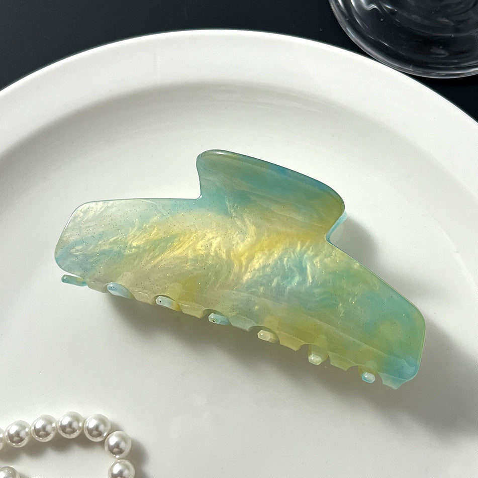 Große Haarspange (10,7 cm) aus schimmerndem Acetat mit Marmor-Effekt – in verschiedenen Farben