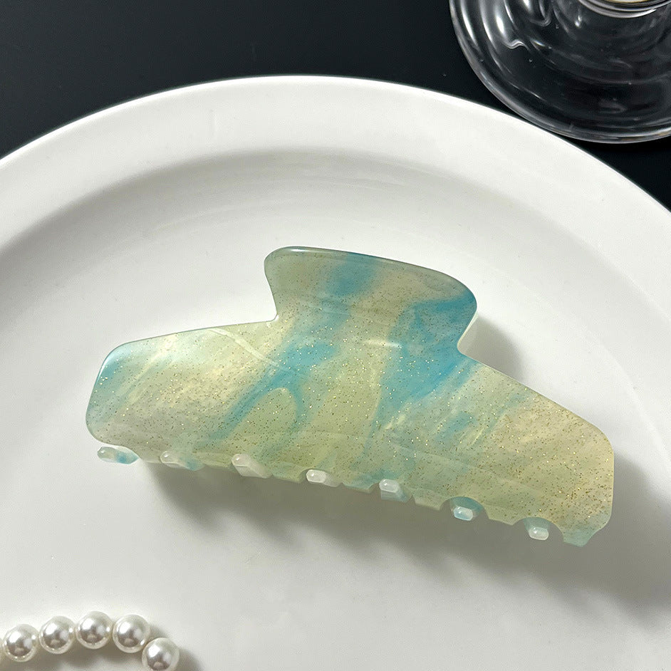 Große Haarspange (10,7 cm) aus schimmerndem Acetat mit Marmor-Effekt – in verschiedenen Farben