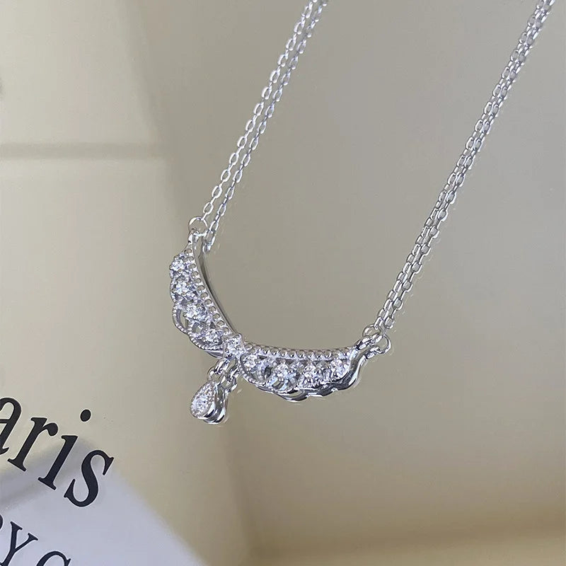 Zarte 925 Sterling Silber Halskette "Bella" mit filigranem Lace-Ornament und funkelnden Zirkonia-Steinen