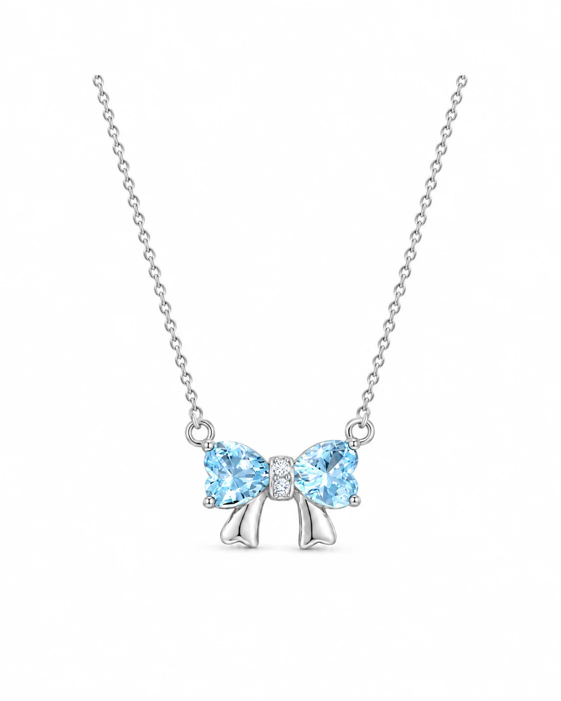 Celeste Aquamarin Halskette mit Schleifen Anhänger aus 925 Silber