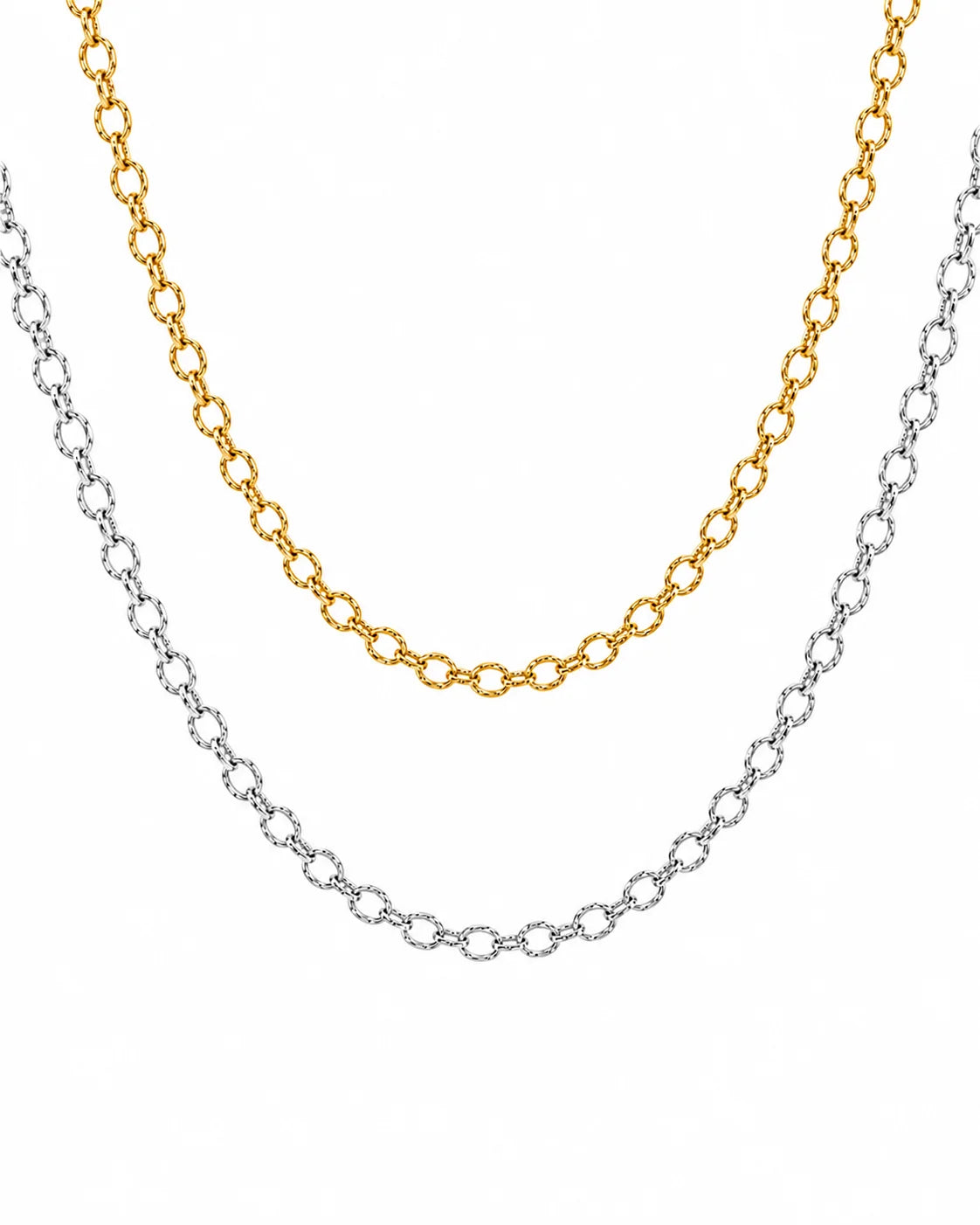 Personalisierbare Charm Halskette aus Titanstahl in Gold und Silber