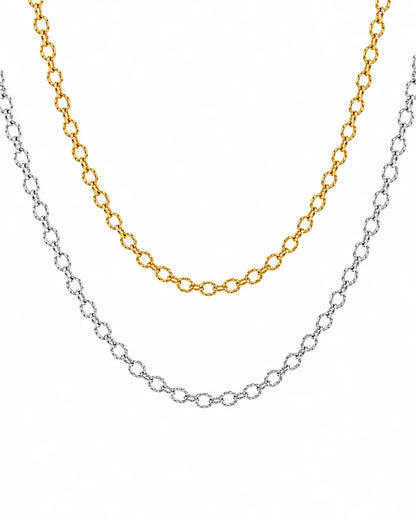 Personalisierbare Charm Halskette aus Titanstahl in Gold und Silber