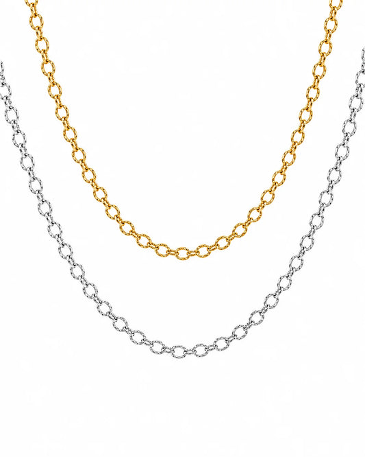 Personalisierbare Charm Halskette aus Titanstahl in Gold und Silber
