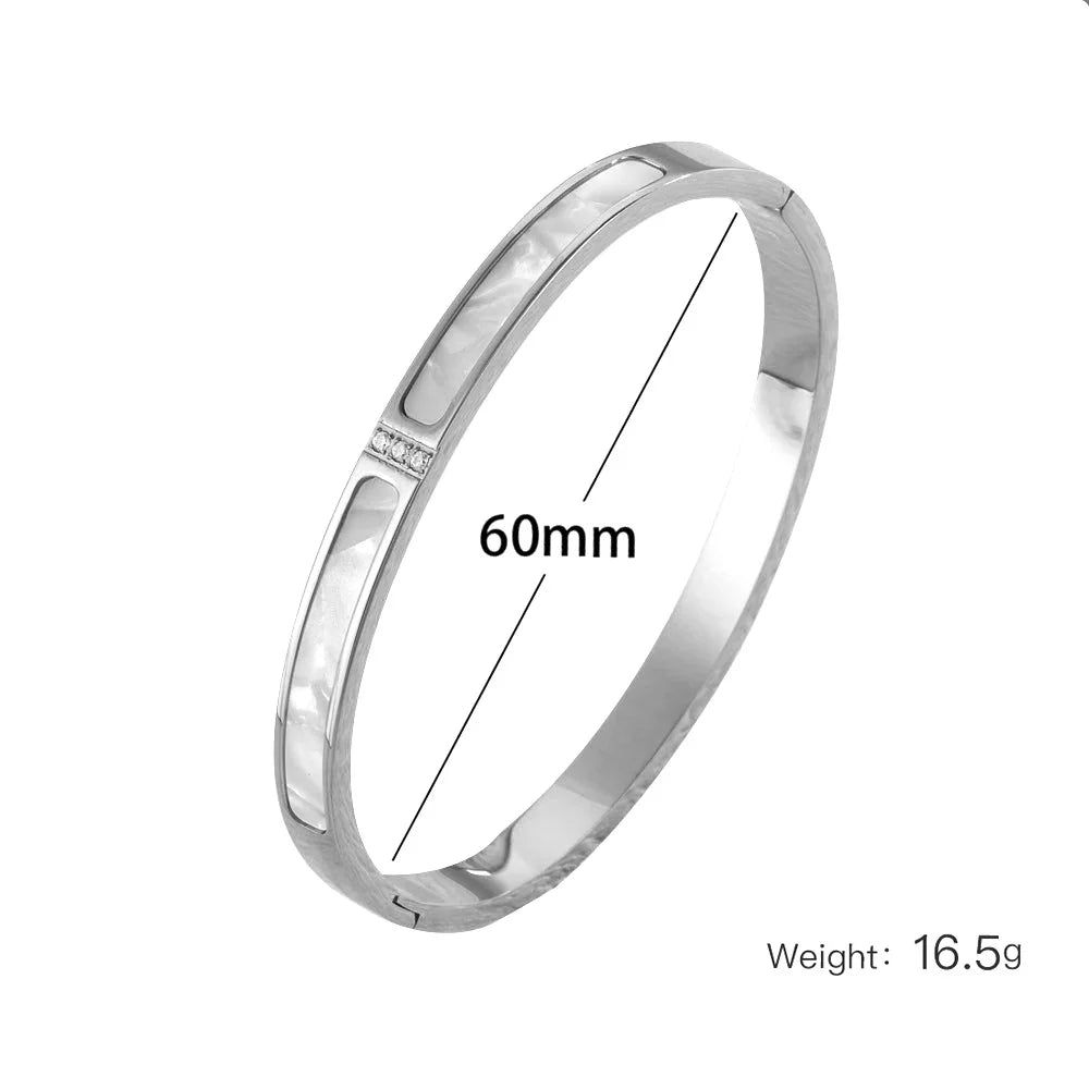 Titanstahl Armreif Damen, silberfarben & farbbeständig