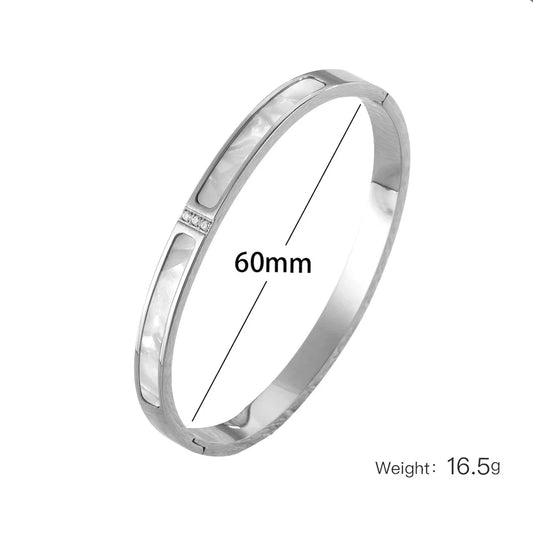 Titanstahl Armreif Damen, silberfarben & farbbeständig