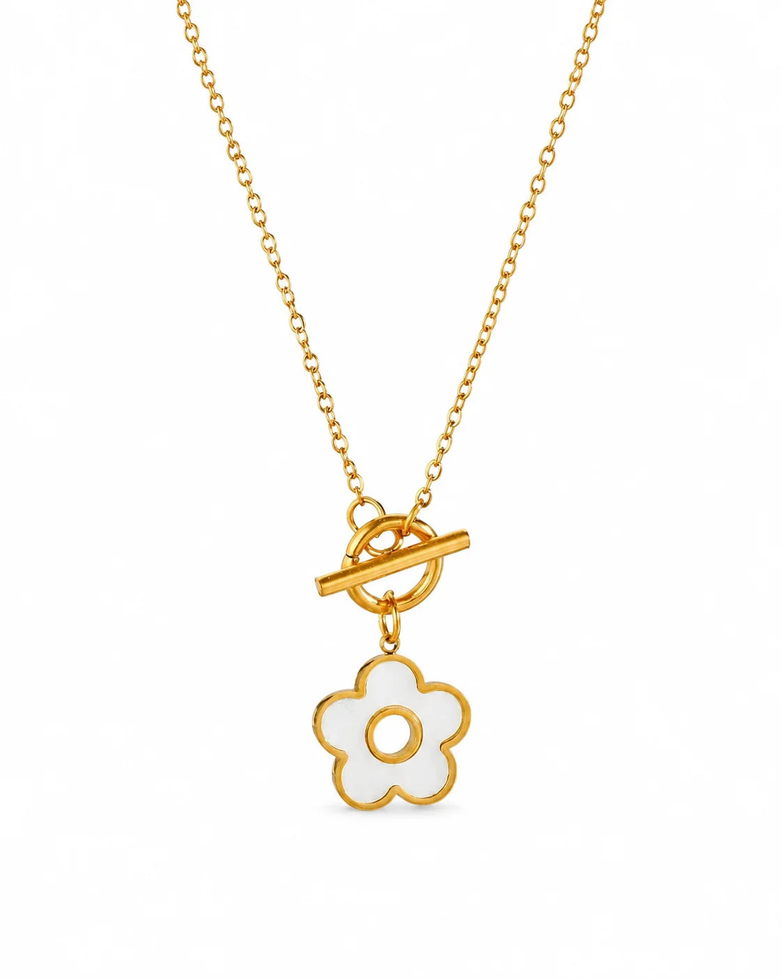 Elara Perlmutt Blütenkette aus 18K vergoldetem Edelstahl