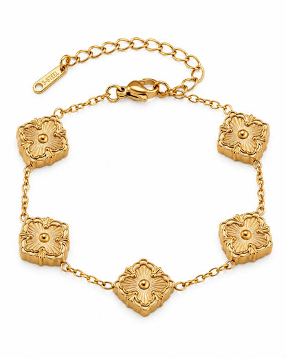 Elara goldenes Kleeblatt Armband aus wasserfestem Edelstahl