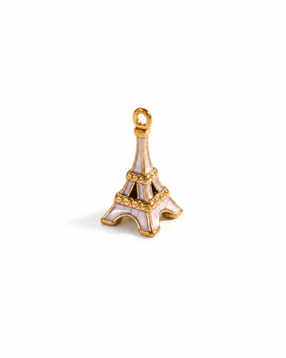 Eloise Eiffelturm Charm aus vergoldetem Titanstahl mit rosa Emaille