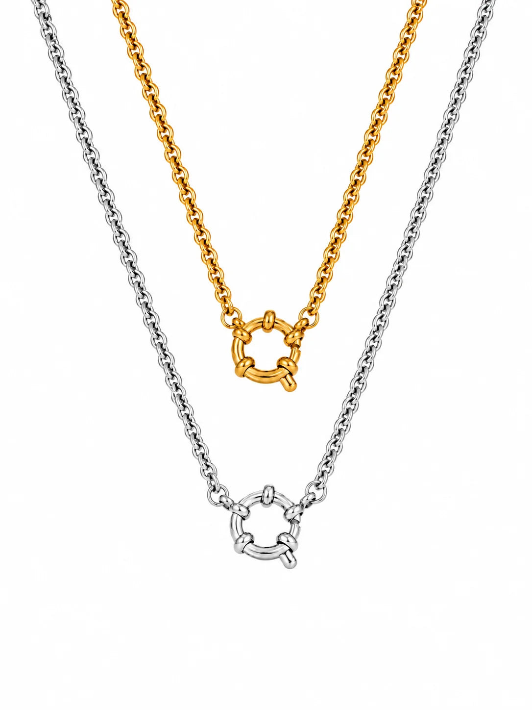 Personalisierbare Charm Halskette aus Titanstahl mit Federring-Verschluss