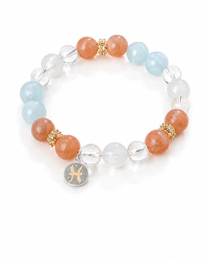 Zodiac Harmony – Armband mit natürlichen Heilsteinen & Sternzeichen - Anhänger aus 925er Silber - AuraGleam