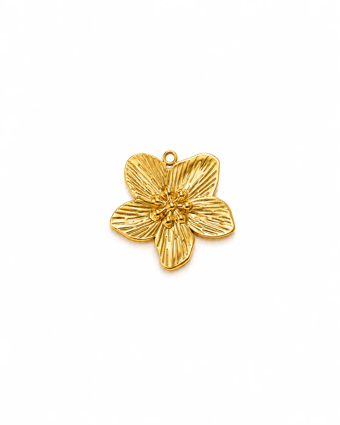 Golden Flower Charm aus vergoldetem Titanstahl in Blumenform