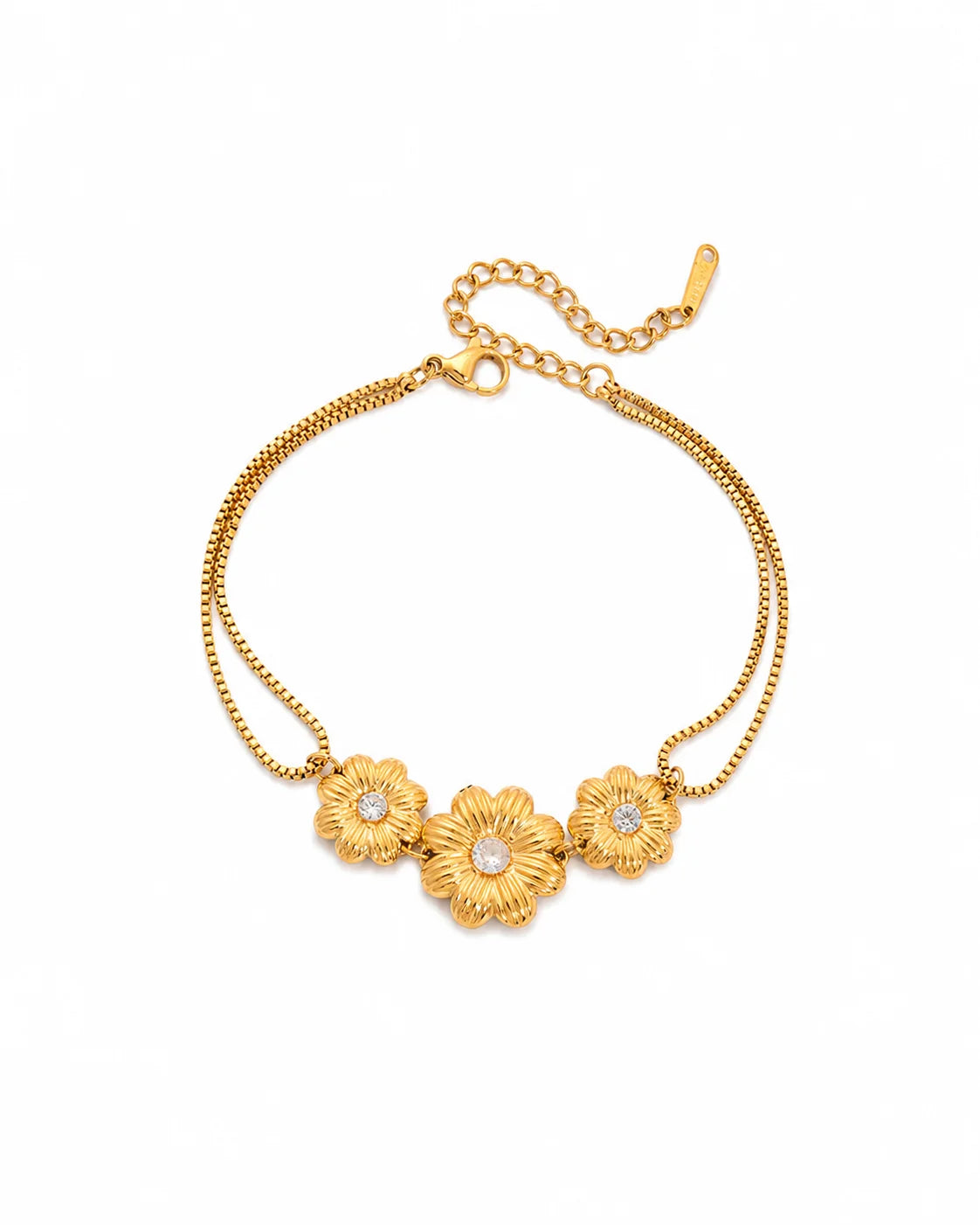 Goldenes Blumen Armband aus 18K vergoldetem Titanstahl