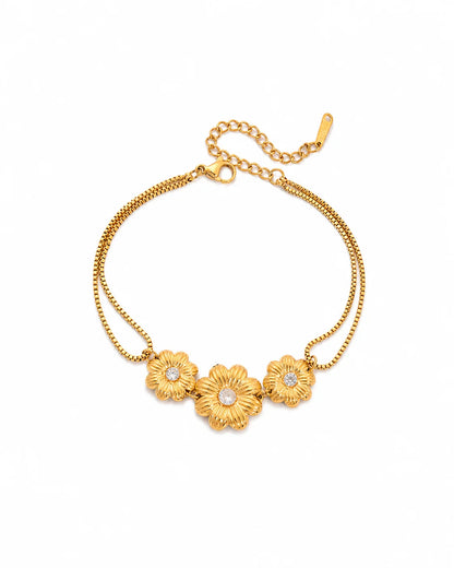Goldenes Blumen Armband aus 18K vergoldetem Titanstahl