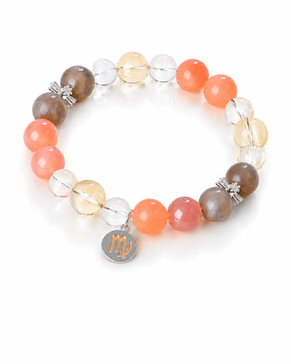 Zodiac Harmony – Armband mit natürlichen Heilsteinen & Sternzeichen - Anhänger aus 925er Silber - AuraGleam