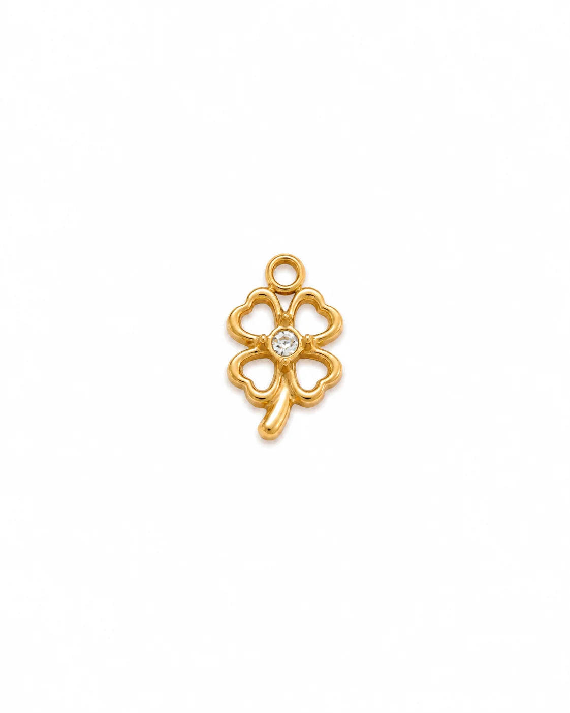 Lucky Kleeblatt Charm aus vergoldetem Titanstahl mit Zirkonia