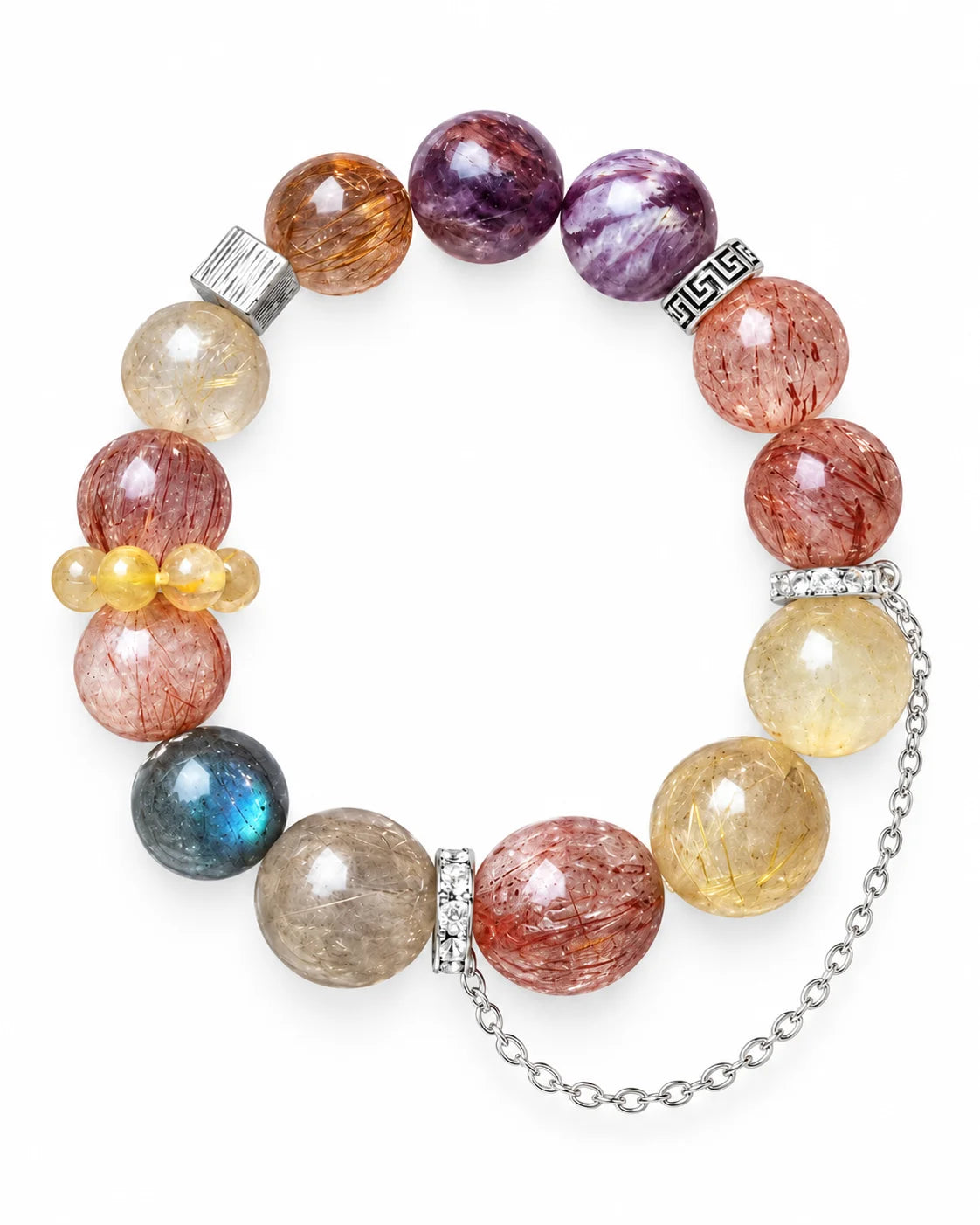 Mehrfarbiges Naturstein Armband mit verschiedenen Kristallperlen