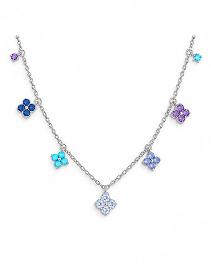 Mia Kleeblatt Halskette aus 925 Silber mit bunten Zirkonia