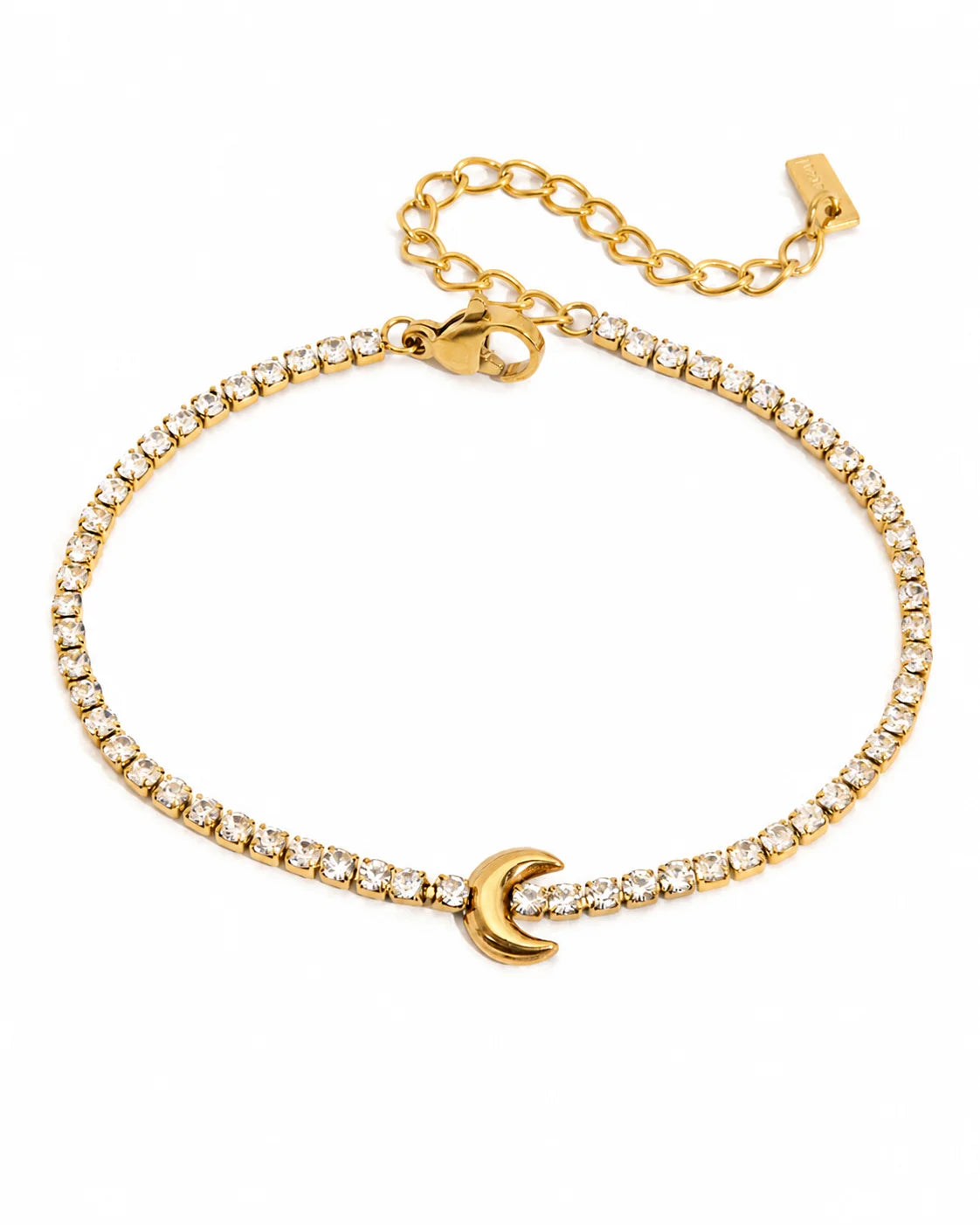 Mond Zirkonia Armband aus 18K vergoldetem Titanstahl mit Halbmond Anhänger
