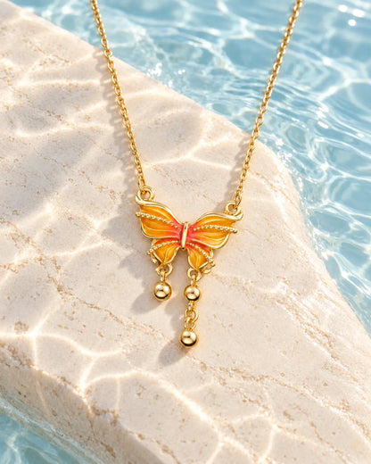 Goldene Schmetterling Halskette mit 18K vergoldetem Anhänger und Edelstahlkette