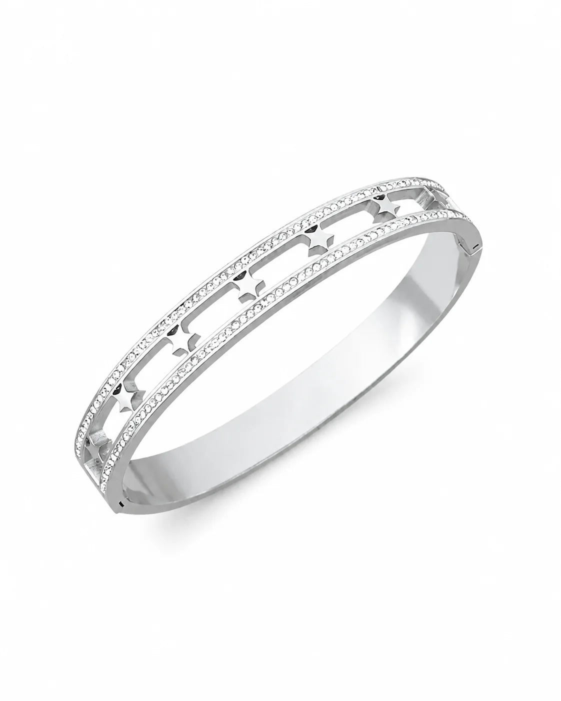 Nova Armreif aus silberfarbenem Titanstahl mit Stern Cut-Out-Design